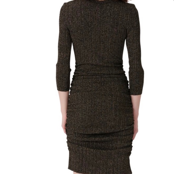 Maje BLACK/GOLD Women's Rimaldie Knit Short Dress, US 40 - Picture 5 of 11